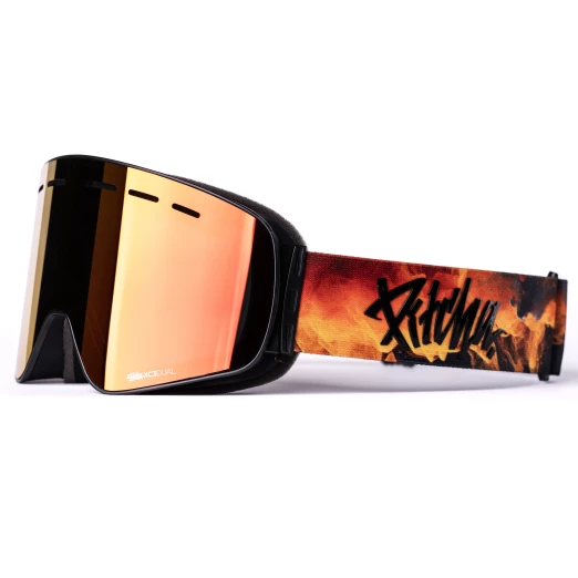 ski goggles Pitcha XC3 fire orange / full revo red