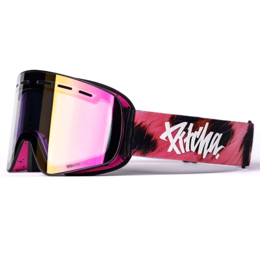 ski goggles Pitcha XC3 leopard pink / clear pink mirrored