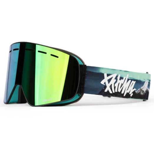 Pitcha XC3 mountains / green mirrored ski goggles