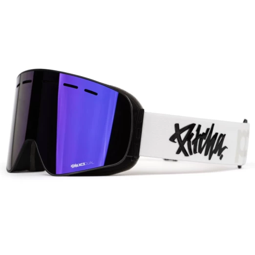 Pitcha XC3 white POW / purple mirrored ski goggles