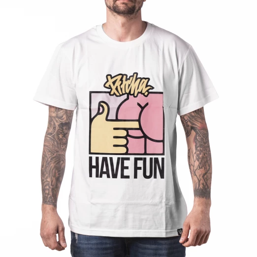 T-shirt Pitcha HAVE FUN white
